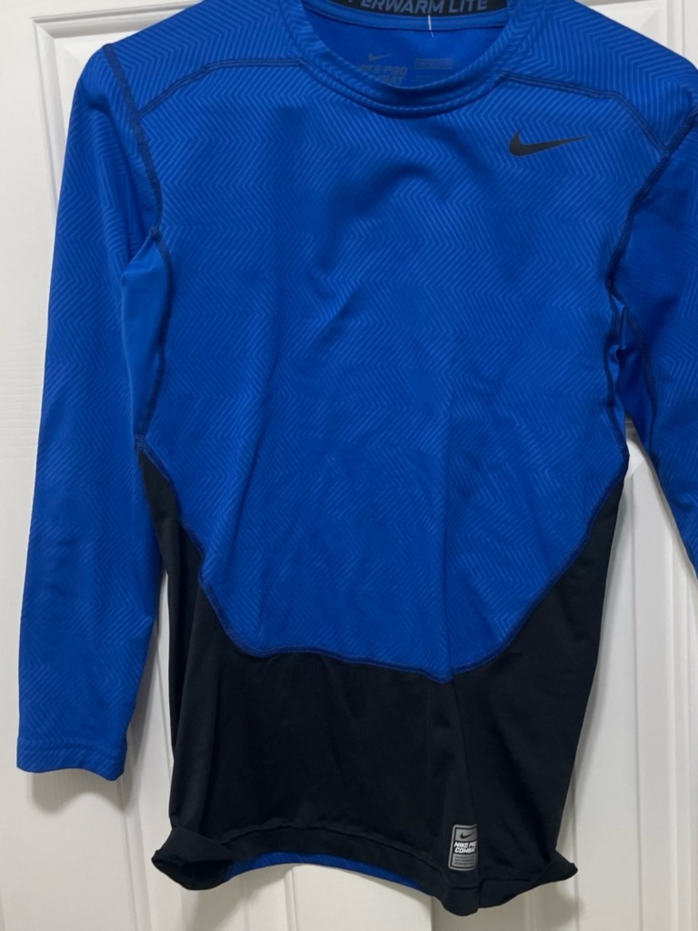 Nike Men’s Royal Blue and Black Long-Sleeve Swim Rash Guard